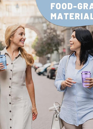 Insulated Coffee Tumblers with Flip Lid 12oz / 17oz, Stainless Steel Travel Coffee Mug Leak Proof, Vacuum Insulated Coffee Mug Reusable Cup, Keeps Cold and Hot for Coffee Tea