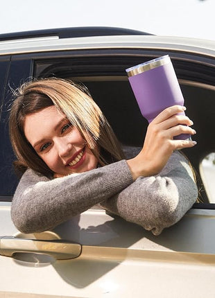 MEWAY 30oz Insulated Tumbler With Lids and Straws,Stainless Steel Double Vacuum Coffee Tumbler Cup, Brush, Durable Powder Coated Coffee Cup for Cold & Hot Drinks, Office, Travel(Purple,8 PACK)