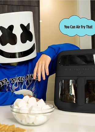 CRUX x Marshmello 8.0 QT Digital Air Fryer with TurboCrisp Technology, Touch Screen Temperature Control, Timer and Auto Shut-off, Fully Programmable, Silicone Liner Included, Black