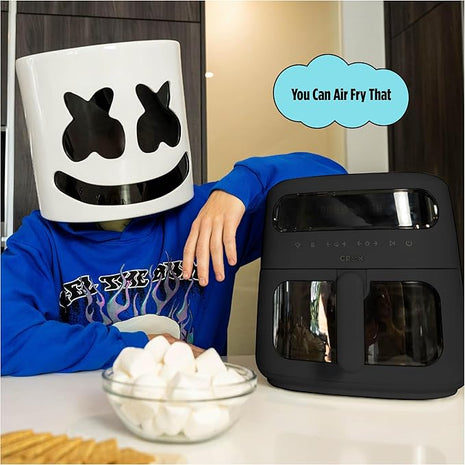CRUX x Marshmello 8.0 QT Digital Air Fryer with TurboCrisp Technology, Touch Screen Temperature Control, Timer and Auto Shut-off, Fully Programmable, Silicone Liner Included, Black