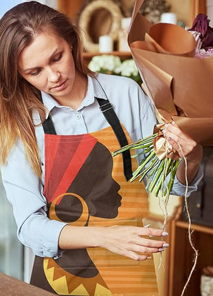 Britimes Apron Home Kitchen Cooking Baking Gardening for Women Men With Pockets African American Woman Girl Folk 32x28 inch