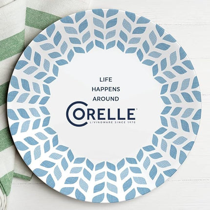 Corelle Global Collection Vitrelle 6-Piece Dinner Plate Set, Triple Layer Recycled Glass, Lightweight Eco-Friendly Round 10-1/4-Inch Plates Set, Northern Pines