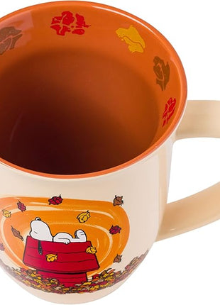 Silver Buffalo Peanuts Snoopy Leaves are Falling, Autumn is Calling Wide Rim Ceramic Mug, 16 Ounces