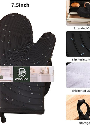 4 Pieces Oven and Pot Holders Mitts of Macaron Color Thickened Non-Slip Silicone Kitchen Gloves, Heat Resistant up to 500F, Essential for Kitchen Baking(makal-HEI)