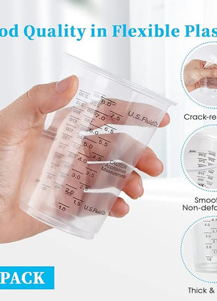 100 PACK Plastic Measuring Cups, 10 oz Disposable Mixing Cups with 100 Wooden Mixing Sticks, Can Be Used for Epoxy Resin, Liquid Measuring, Paint, Cooking and Baking