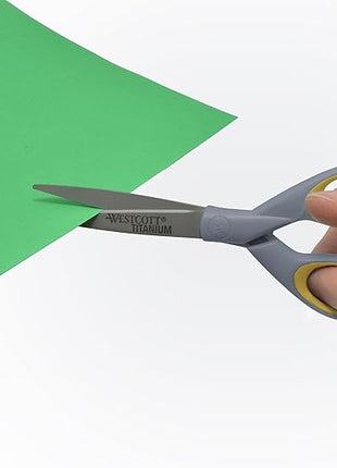 Westcott ‎13824 7” & 5” Pointed Titanium-Bonded Crafting Scissors with Soft Handles, Gray/Yellow (2 Pack)