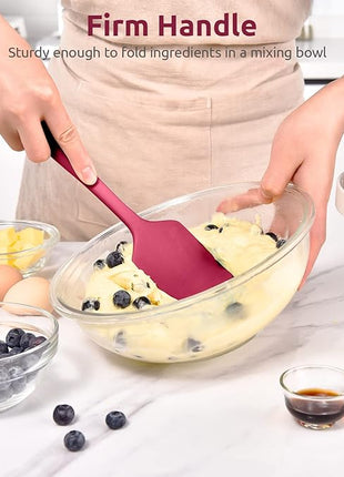 Heat Resistant Silicone Spatula Set: U-Taste 600ºF High Temp Seamless Food Grade Utensil, Flexible Rubber Silicon Kitchen Cooking Mixing Baking Scraper for Nonstick Cookware Set of 4 (Red)