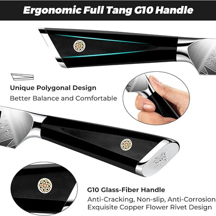 SHAN ZU Damascus Paring Knife Fruit Knife 4 Inch Professional Kitchen Knives, Japanese Damascus High Carbon Steel 67-Layer Fruit Carving Knives with G10 Handle/Gift Box