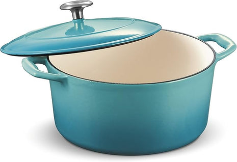 Tramontina Bestow Enameled Cast Iron Dutch Oven Pot with Lid, Round 5.5-quart, Medium Blue