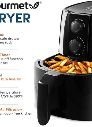 Elite Gourmet EAF4617 Electric Digital Hot Air Fryer, 1350Watts, Oil-Less Healthy Cooker, Timer & Temperature Controls, 4 Quart, Black