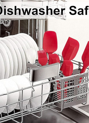 Rubber Spatula Silicone Spatulas Heat Resistant with Stainless Steel Core Spatulas for Cooking Baking Nonstick Kitchen Spatula Utensils Red Spatula Set of 4