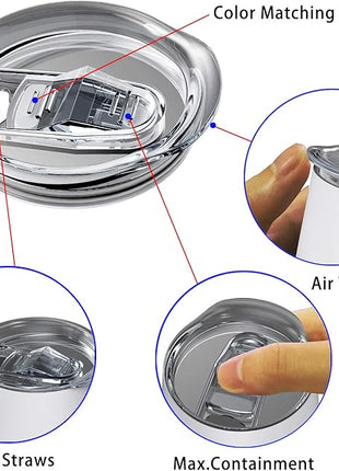 Wine Tumblers with Lid, 12 oz Stainless Steel Stemless Wine Glasses Double Wall Vacuum Travel Insulated Cup for Coffee, Drinks, Champagne, Beverage, Set of 2