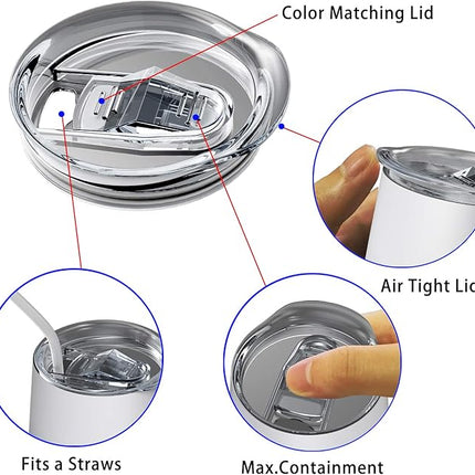 Wine Tumblers with Lid, 12 oz Stainless Steel Stemless Wine Glasses Double Wall Vacuum Travel Insulated Cup for Coffee, Drinks, Champagne, Beverage, Set of 2