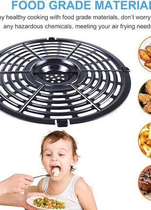 Air Fryer Grill Pan for Power XL 5QT Air fryer, 8.7'' 5QT Round Non-Stick Replacement Tray Rack Parts Accessories Crisper Plate Grill Plate, Dishwasher Safe