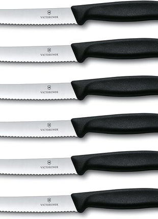 Victorinox 6.7833.6US1 sadf Swiss Classic 6-Piece Steak Knife Set, 4-1/2-Inch Serrated Blades with Round Tip, 4-Inch
