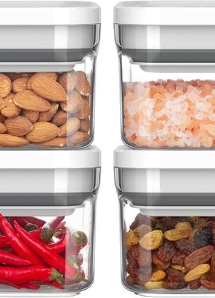 MR.SIGA 4 Pack Airtight Food Storage Container Set, BPA Free Kitchen Pantry Organization Canisters, One-handed Airtight Cereal Snack Candy Storage Containers, 360ml / 12.2oz, Small, White