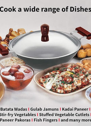 Hawkins Futura 2.5 Litre Deep Fry Pan, Hard Anodised Kadai with Stainless Steel Lid, Flat Bottom Induction Kadhai, Black (IAD25S)