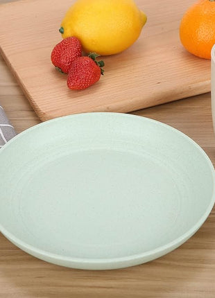 LuckyZone 7.8 Inches Unbreakable Wheat Straw Plates - Reusable Plate Set - Dishwasher & Microwave Safe - Perfect for Dinner Dishes - Healthy, BPA Free & Eco-Friendly (7.8 Inches)