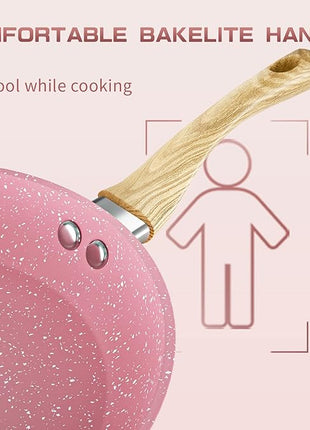 Innerwell 8-Inch Pink Nonstick Egg Pan, PFOA-Free Stone Cookware Skillet, Induction Compatible