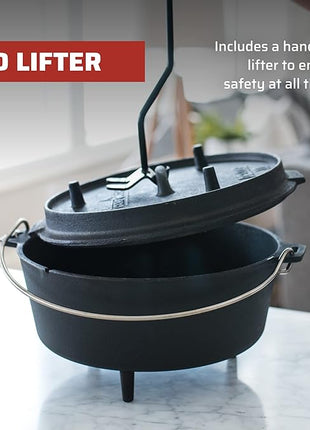 Camp Chef 14-inch Cast Iron Dutch Oven, Lid, and Lid Lifter ,Black/Cast Iron