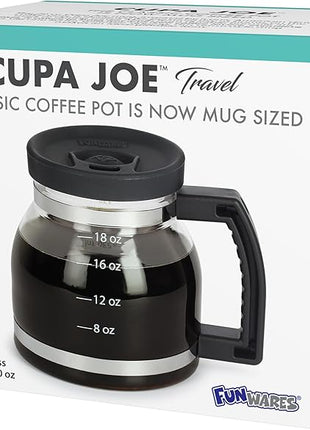 Cupa Joe Coffee Mug – 20oz Borosilicate Glass Diner Pot Mug with Spill-Proof Lid – Funny Novelty Gift for Coffee Lovers, Dads, Office, Travel & More