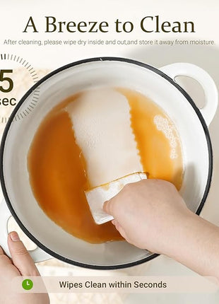 Overmont Enameled Cast Iron Dutch Oven - 5.5QT Pot with Lid Cookbook & Cotton Potholders - Heavy-Duty Cookware for Braising, Stews, Roasting, Bread Baking Pearl White