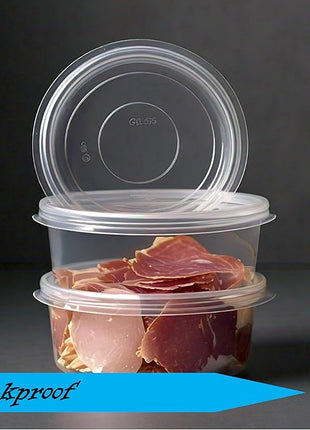 Mr Miracle 8OZ Deli Containers with Lids - 48 Pack of 8 oz Clear Airtight Reusable Plastic Food and Multi-Purpose Deli Containers - Microwave, Freezer, and Dishwasher Safe