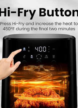 Chefman Air Fryer – 6 QT Compact Airfryer for Quick & Easy Meals, Features Hi-Fry Technology for Extra Crisp, Easy-View Window, Touch Controls with 4 Presets, Nonstick & Dishwasher Safe Basket - Black