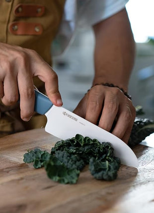 KYOCERA Commemorative Ceramic 2-Piece Knife Set - Aegean Blue 5.5" Santoku & 4.5" Utility