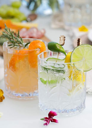 BELLAFORTE Tritan Plastic Whiskey Glasses Set of 4, 13oz Unbreakable Wine Glasses, Shatterproof Crystal Cut Drinking Glasses for Old Fashioned, Cocktails - BPA Free - Dishwasher Safe - Clear