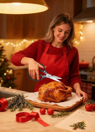 CGBE Kitchen Scissors All Purpose Heavy Duty, Ultra Sharp Stainless Steel Kitchen Shears Dishwasher Safe, Cooking Shears for Chicken, Poultry, Fish, Meat, Herbs & Grapes with Non-Slip Grips - Black