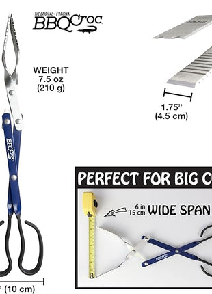 BBQCroc 3 in 1 Barbecue Tool 18-inch - Light and Long Tongs, Spatula and Grill Scraper (Blue) (18 inch Without Flashlight)