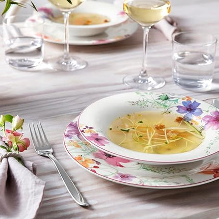 Villeroy & Boch Mariefleur Basic Rim Soup, 9 in, Premium Porcelain, White/Multicolored