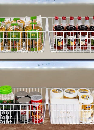 SANNO 14" Freezer Baskets Wire Storage Baskets for Organizing Pantry Organization Bins Cabinets - Metal Basket Kitchen, Laundry, Garage, Fridge, Bathroom Countertop Organizer