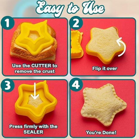 Sandwich Cutter and Sealer (Star) - Crustless Sandwich Maker - Great for Lunchbox and Bento Box - Boys and Girls Kids Lunch - Sandwich Cutters for Kids