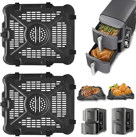 Air Fryer Replacement Tray for Ninja SL201 SL401 SL451 DoubleStack XL 2-Basket, 2 Packs Air Fryer Grill Plate Tray Accessories, Dishwasher Safe
