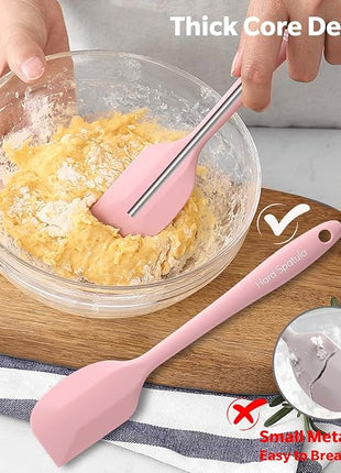 Wanbasion 5 Piece Premium Silicone Spatula Set Heat Resistant, Colorful Rubber Baking Spatula Set, Kitchen Spatula Set Dishwasher Safe for Nonstick Cookware Cooking Mixing Multicolor-6