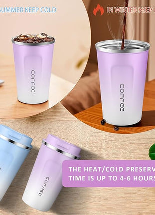 CS COSDDI 12 oz Stainless Steel Vacuum Insulated Tumbler - Coffee Travel Mug Spill Proof with Lid - Coffee Cups for Keep Hot/Ice Coffee,Tea and Beer
