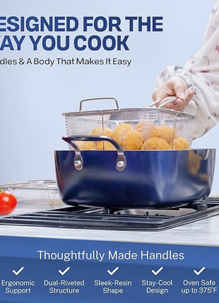 GRANITESTONE 20 Pc Kitchen Pots and Pans Set Non Stick Cookware Set, Kitchen Cookware Sets with Deep Frying Pan Set and Bakeware Set, Made Without PFOA and PFOS, Oven and Dishwasher Safe