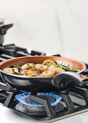 Farberware 10365 Glide Dishwasher Safe Nonstick Cookware Set / Pots and Pans Set - 11 Piece, Black