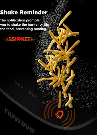 Nuwave Brio Plus 8 Qt Air Fryer, PFAS Free, New & Improved, Digital Touch Screen, Cool White Display, 50°F~400°F in Precise 5°, 5 Cook Functions, 100 Presets & 50 Memory, 3 Wattages 700, 1500, 1800