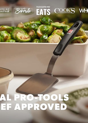 DI ORO Spatulas for Kitchen Use - Forever Warranty - 600°F Heat Resistance Silicone - Turner Spatula Set for Cooking - BPA Free Wide Pancake Spatulas - Egg Flippers for Nonstick Cookware Safe (2pc)