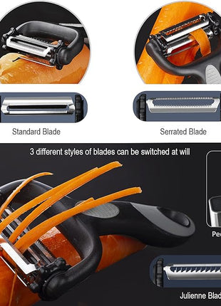 RAXCO Knife Set with Block,10-Piece Kitchen Knives Stainless Steel,Pro-sharpened for Cooking,Slicing,Mincing,Dicing,Black