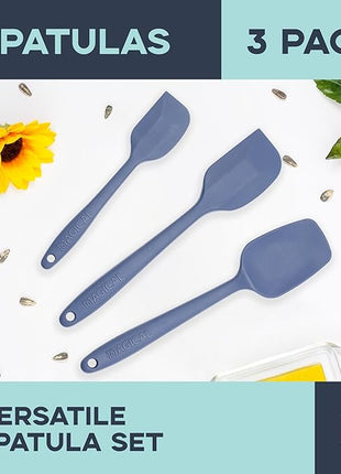 MAGICAL BUTTER Silicone Spatulas 3-Pack - Heat-Resistant & Dishwasher-Safe Kitchen Tools - Spatulas & Spoonula with Non-Slip Grip - Easily Combine Ingredients & Remove Mixtures from Molds & Trays