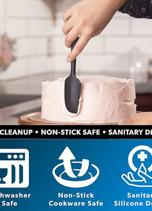 DI ORO Seamless Series Mini Silicone Spatula - BPA Free Pro-Grade 600ºF Heat-Resistant Non-Stick Small Rubber Jar Spatula - Silicone Kitchen Scraper Utensil Tool for Cooking and Baking (Black)