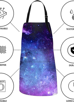 Britimes Space Purple Universe Planet Apron Home Kitchen Cooking Baking Gardening for Women Men with Pockets 32x28 inch