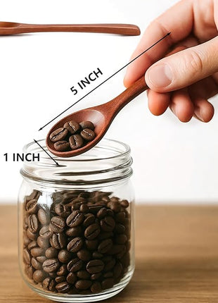 HANSGO 12PCS Small Wooden Spoons, 5 Inches Honey Spoon for Tea Coffee Jam Bath Sugar Salts Spices Condiment (Dark Brown)