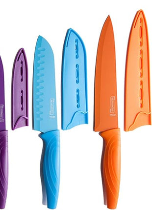 MICHELANGELO Knife Set, Sharp 10-Piece Kitchen Knife Set with Covers, Multicolor Knives, Stainless Steel Knives Set for Kitchen, 5 Rainbow Knives & 5 Sheath Covers