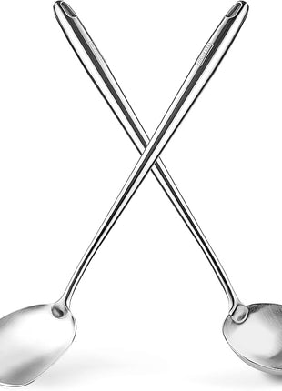 YOSUKATA 17’’ Wok Spatula and Ladle - Set of 2 Heat-Resistant Wok Tools - Universal Wok Ladle and Spatula - High-Grade 304 Stainless Steel Cooking Utensils and Wok Accessories - Solid Wok Utensils