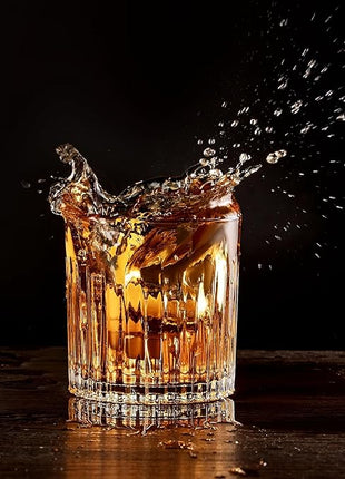 GLASKEY Whiskey Glasses Set of 4,Lead-Free Crystal Old Fashioned Glass,300ml Rocks Glass Tumblers for Drinking Bourbon,Cognac,Irish Whisky,Whiskey Gifts for Men